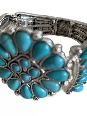 Plunder Turquoise Teardrop Cluster Cuff Bracelet